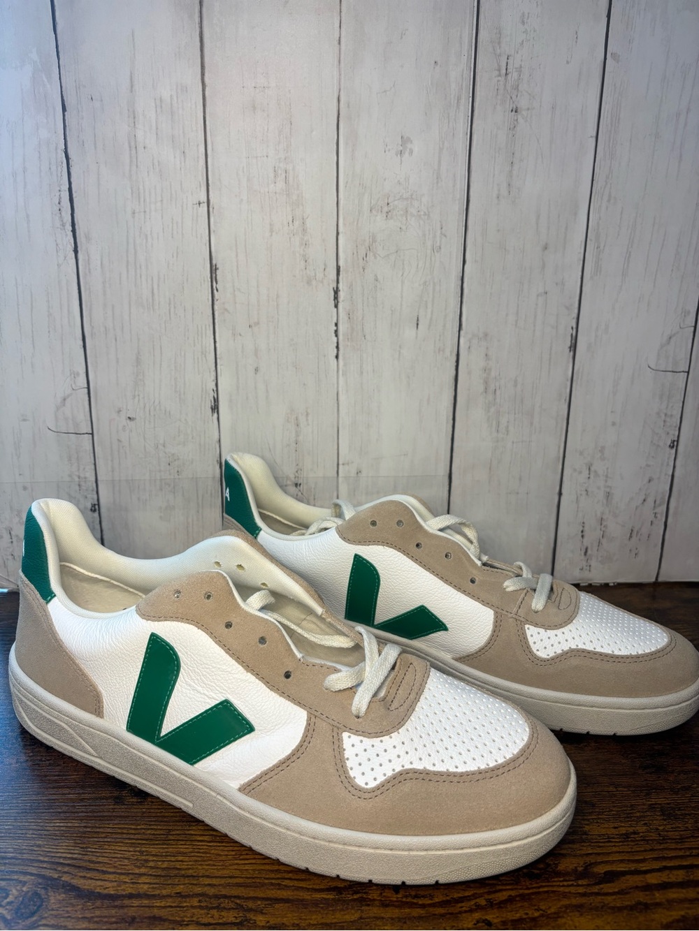 Veja Men's Sneakers in White, Beige & Green